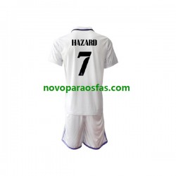 Camisolas Real Madrid Eden Hazard 7 Criança Casa 2022-2023 Manga Curta
