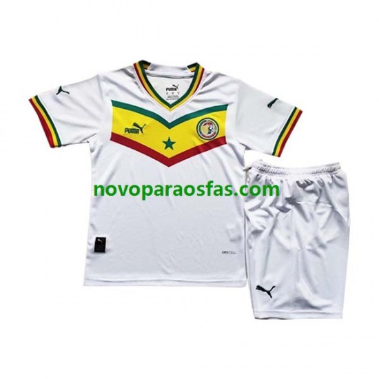 Camisolas Senegal Criança Casa Copa do Mundo 2022 Manga Curta