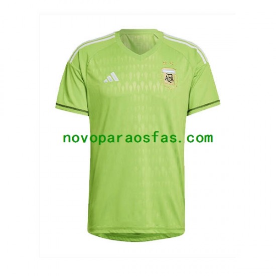 Camisolas Argentina Guarda-redes Homem Visitante Copa do Mundo 2022 Manga Curta