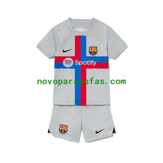Camisolas FC Barcelona Criança Alternativo 2022-2023 Manga Curta