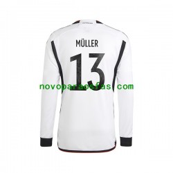 Camisolas Alemanha Thomas Muller 13 Homem Casa Copa do Mundo 2022 Manga Comprida