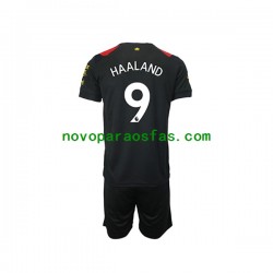Camisolas Manchester City Haaland 9 Homem Criança Visitante 2022-2023 Manga Curta