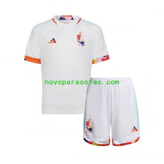 Camisolas Bélgica Criança Visitante Copa do Mundo 2022 Manga Curta