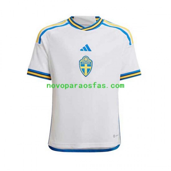 Camisolas Suécia Homem Visitante 2022 Manga Curta