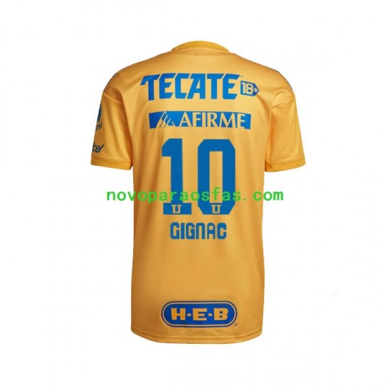 Camisolas Tigres UANL André-Pierre Gignac 10 Homem Casa 2022-2023 Manga Curta