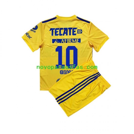 Camisolas Tigres UANL André-Pierre Gignac 10 Criança Casa 2022-2023 Manga Curta