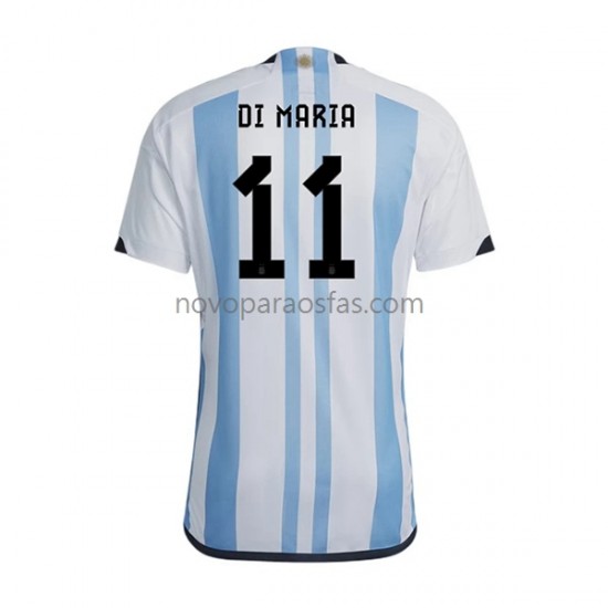 Camisolas Argentina Di Maria 11 Homem Casa Copa do Mundo 2022 Manga Curta