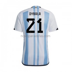 Camisolas Argentina Dybala 21 Homem Casa Copa do Mundo 2022 Manga Curta