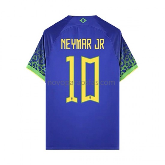 Camisolas Brasil Neymar JR 10 Homem Visitante Copa do Mundo 2022 Manga Curta