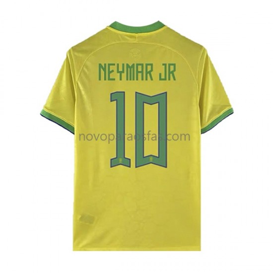 Camisolas Brasil Neymar JR 10 Homem Casa Copa do Mundo 2022 Manga Curta
