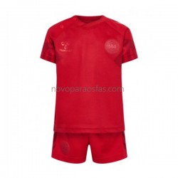 Camisolas Dinamarca Criança Casa Copa do Mundo 2022 Manga Curta