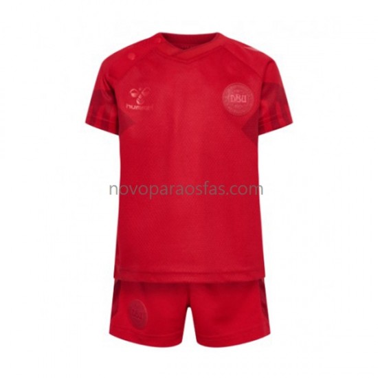 Camisolas Dinamarca Criança Casa Copa do Mundo 2022 Manga Curta