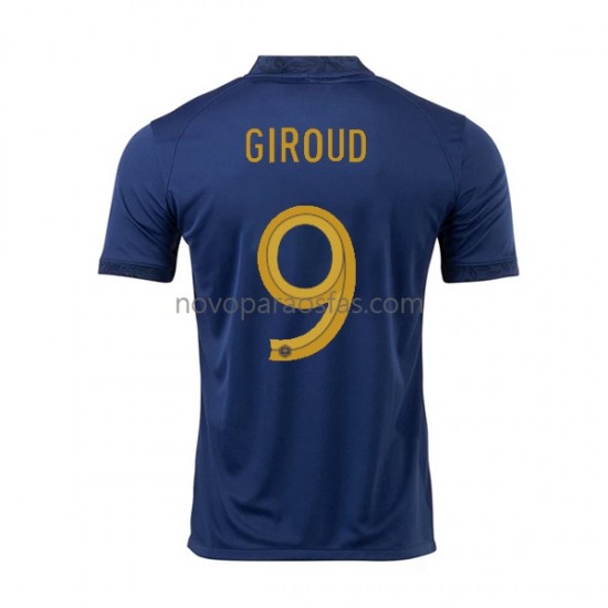 Camisolas França Olivier Giroud 9 Homem Casa Copa do Mundo 2022 Manga Curta