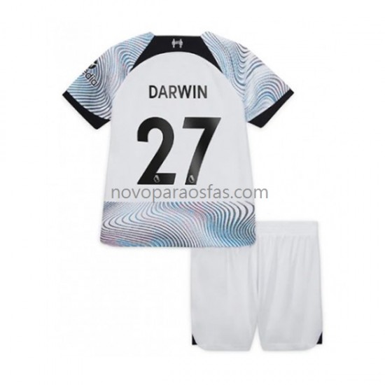 Camisolas Liverpool Darwin Nunez 27 Criança Visitante 2022-2023 Manga Curta