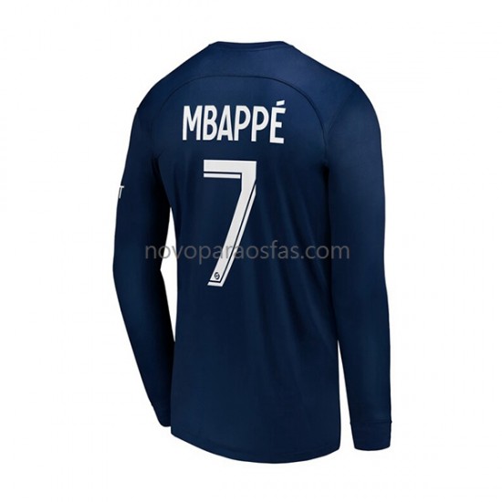 Camisolas Paris Saint-Germain Mbappé 7 Homem Casa 2022-2023 Manga Comprida