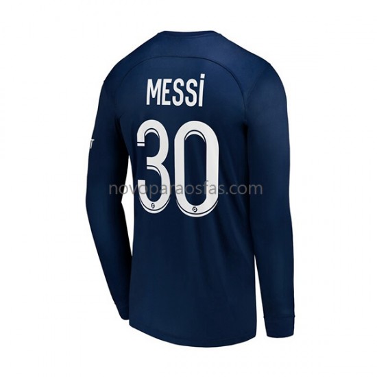 Camisolas Paris Saint-Germain Messi 30 Homem Casa 2022-2023 Manga Comprida