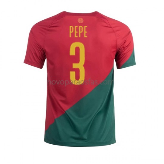 Camisolas Portugal PEPE 3 Homem Casa Copa do Mundo 2022 Manga Curta
