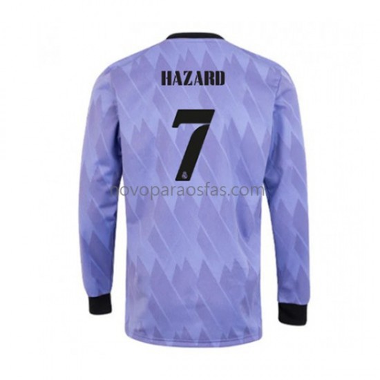 Camisolas Real Madrid Eden Hazard 7 Homem Visitante 2022-2023 Manga Comprida