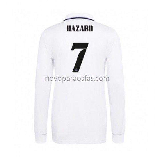 Camisolas Real Madrid Eden Hazard 7 Homem Casa 2022-2023 Manga Comprida