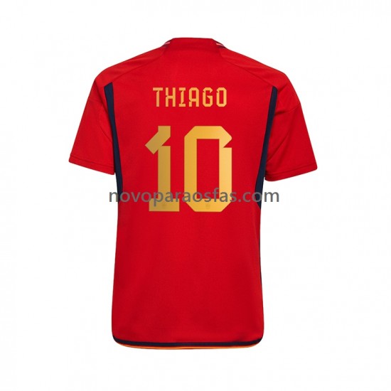 Camisolas Espanha Thiago 10 Homem Casa Copa do Mundo 2022 Manga Curta