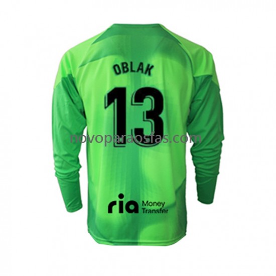 Camisolas Atlético Madrid Jan Oblak 13 Guarda-redes Homem Casa 2022-2023 Manga Comprida