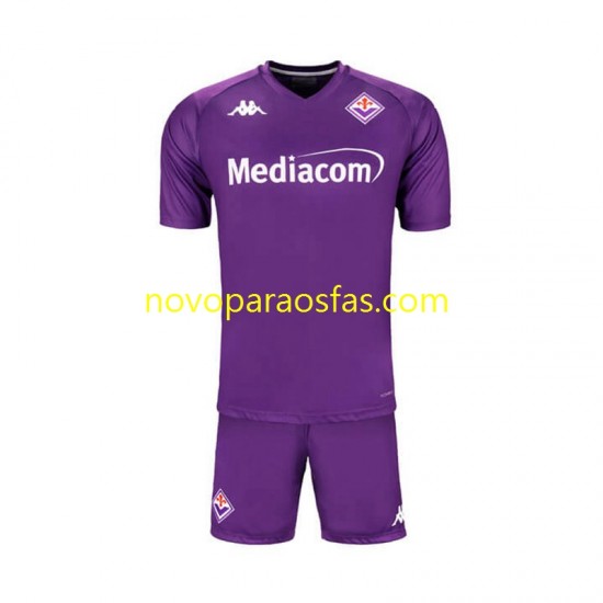 Camisolas ACF Fiorentina Criança Casa 2024-2025 Manga Curta