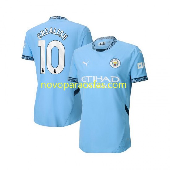 Camisolas Manchester City Jack Grealish 10 Homem Casa 2024-2025 Manga Curta
